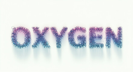 Wall Mural - oxygen text design with science-themed elements showcasing molecular structure and vibrant colors