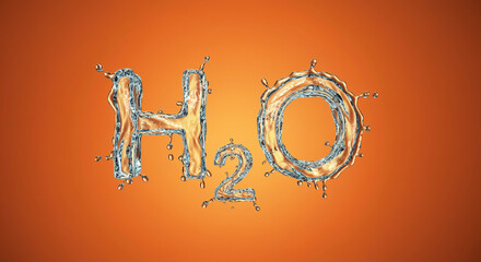Poster - Water H2O splash effect with droplets on a vibrant background