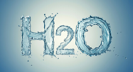 Poster - Water symbol H2O representation splashing water drops creative design
