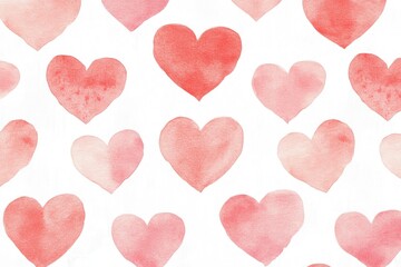 pattern of pink and red hearts, simple line art, white background, Valentine's Day vibe Generative AI