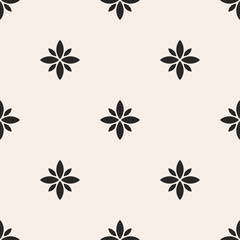 Aufkleber - Simple ornament in oriental style. Elegant background. Repeat design. Black geometric ornamental texture with flower silhouettes.