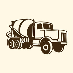 simple concrete cement mixer truck silhouette icon