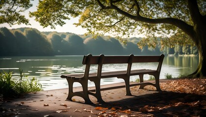 Wall Mural - Serene lakeside pier extending into tranquil waters, echoing the soothing sounds of gentle waves for a perfect moment of solitude and peace