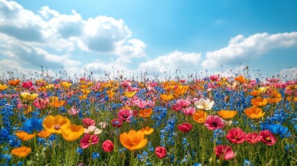 Canvas Print - Vibrant Wildflowers in a Meadow