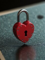 Wall Mural - Heart-shaped lock on a laptop screen representing security.