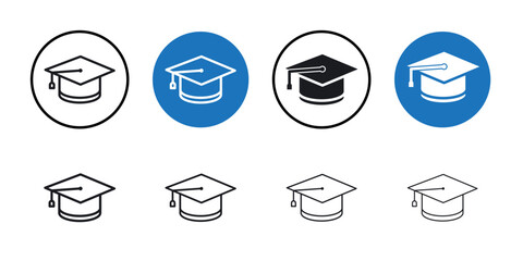 Graduation cap icon Thin line art collection