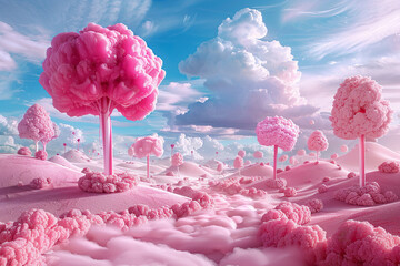 Wall Mural - a sky full of pink clouds with a few white clouds in the background, generative ai image.,