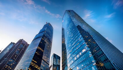 reflective skyscrapers and modern business office buildings, with new york city bulding