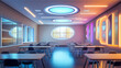 © Anthichada - Futuristic classroom with table of the future. Capture the advanced and vibrant atmosphere