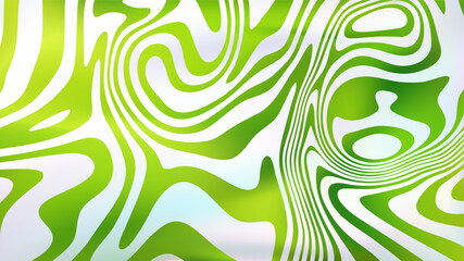Abstract white green fluid swirl bg. Liquid line surface.