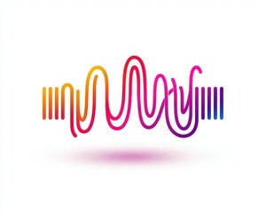 Line wave music sound one noise audio frequency icon signal podcast radio soundwave waveform volume art hand Acoustic line music logo recording voice wave doodle sketch abstract Ve