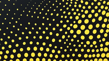 Wall Mural - A black and yellow background with many small yellow dots. The dots are scattered all over the background, creating a sense of movement and energy. The image has a dynamic and lively feel to it