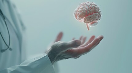 a doctor is holding a brain model in his hand