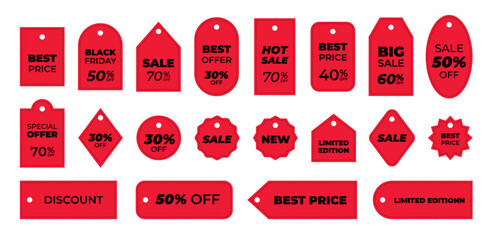 sale tag discount set. label vector template. isolated objects on white background.