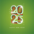 © simbos - 2025 New Year continuous Bulgaria ribbon. Abstract white green red flag of Bulgaria in the shape of 2025 logo with sparkle firework. New Year concept greeting card