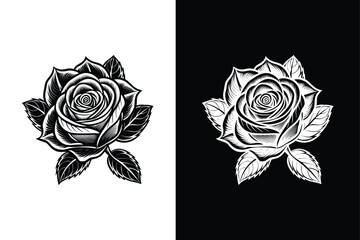 Wall Mural - rose flower silhouette icon vector on white background.