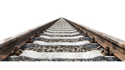 Side view of a straight railway track, isolated on white, captured in HD.