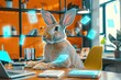 © Emma - A rabbit entrepreneur in a chic startup office