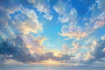 Wall Mural - a colorful sky with clouds of different colors, generative ai image