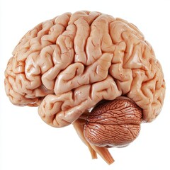 Detailed anatomical image of a human brain, showcasing its structure, useful for educational materials, healthcare presentations, and neuroscience studies,