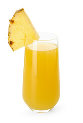 Poster - Glass with pineapple juice and piece of fresh fruit isolated on white