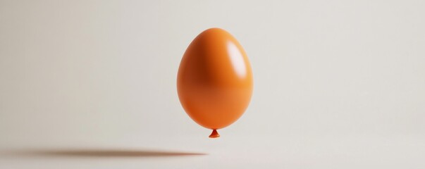 Poster - Orange balloon floating in minimalistic space