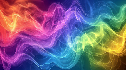 Poster - Vibrant waves of colorful light swirl across the frame, blending warm and cool tones seamlessly..This image represents the dynamic flow of energy, creativity, and vibrant movement in abstract form.