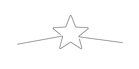 Wall Mural - Minimalist Line Outline Star - Simple Line Art Star - Decorative Star Icon Isolated on Transparent Background - Vector Graphic Element