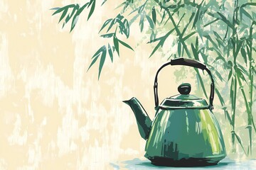 An image with green tea, adapted for stock and advertising campaigns, emphasizing freshness.