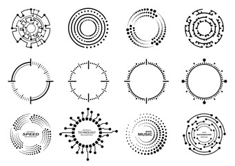 circle digital technology. abstract techno circle. futuristic electronic circuit board icon. concept