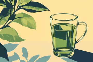 An elegant image of green tea, made for drains and use in design layouts.