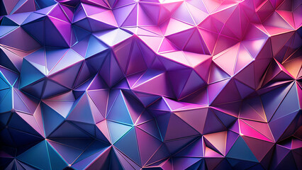 Wall Mural - abstract polygonal background with 3d shapes in shades of violet and pink, modern and sleek