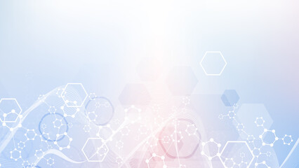 Canvas Print - health care abstract background with hexagons, lines and dots. medical innovation banner template co
