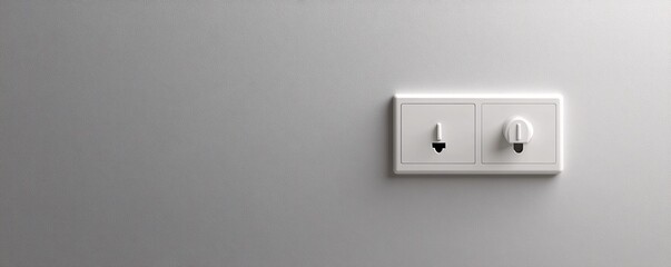 Wall Mural - Modern light switch mounted on a white wall is providing electricity to the building