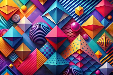 Aufkleber - abstract geometric shapes in vibrant colors creating a modern and dynamic background design