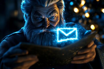 Fototapete - A wizard casting a spell to send encrypted magical messages, symbolizing anonymous and secure communication in a mystical setting