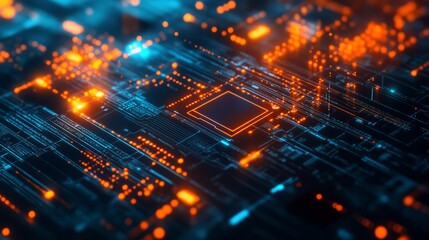 Poster - Processor Power: Glowing Circuit Board Close-up 