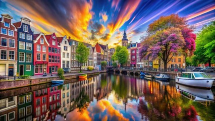 Aufkleber - colorful abstract background with vibrant shapes and textures creating a lively and dynamic atmosphe
