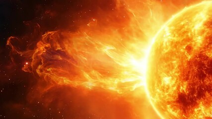 Fiery Sun with Solar Flares Seamless Looping Background Video