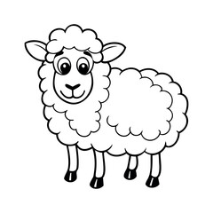 Canvas Print - Cartoon Sheep Illustration for Kids' Coloring Books and Farm Animal Designs