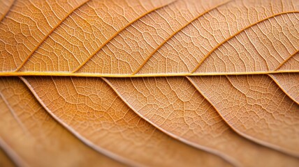 Poster - A leaf with brown veins and a brown background