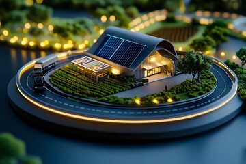 Aufkleber - Interactive 3D digital model of a rural economy, where viewers can explore the workings of a thriving farm, local markets, and renewable energy projects
