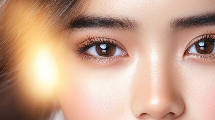 Poster - A woman with brown eyes and a light skin tone