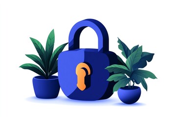 Aufkleber - Minimalist lock icon, representing secure, anonymous communication with clean lines and abstract shapes