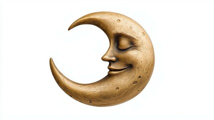 A gold moon with a smiling face