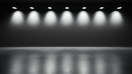 Wall Mural - A large empty room with a row of lights on the ceiling