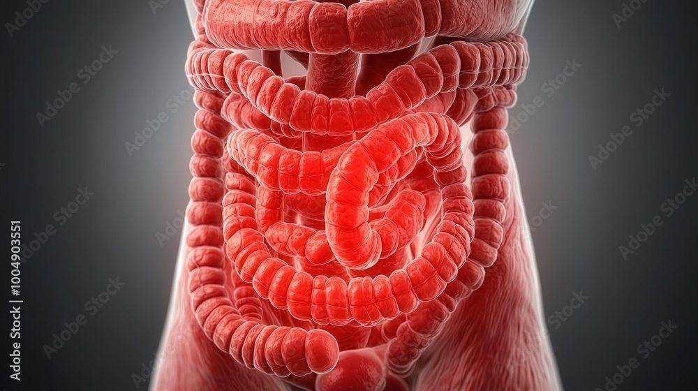 Normal Intestine Human Intestine Anatomy 3D Render Digestive System Small Intestine ...