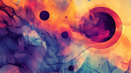 Wall Mural - Ai generated. ai generative. geometric abstract background with circle decoration. space galaxy future modern ink drawing painting. graphic art. Ink Drawing. Illustration