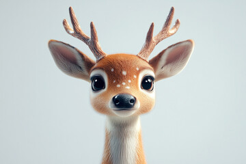 Fototapete - Cute Gentle Deer: A deer standing gracefully against a white background