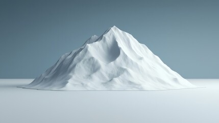 Minimalist White Mountain Peak on Blue Background   Abstract Nature Photography